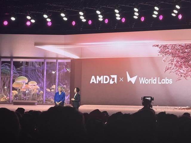 AMD and World Labs presentation featuring AMD CEO Lisa Su and World Labs founder Fei-Fei Li.
